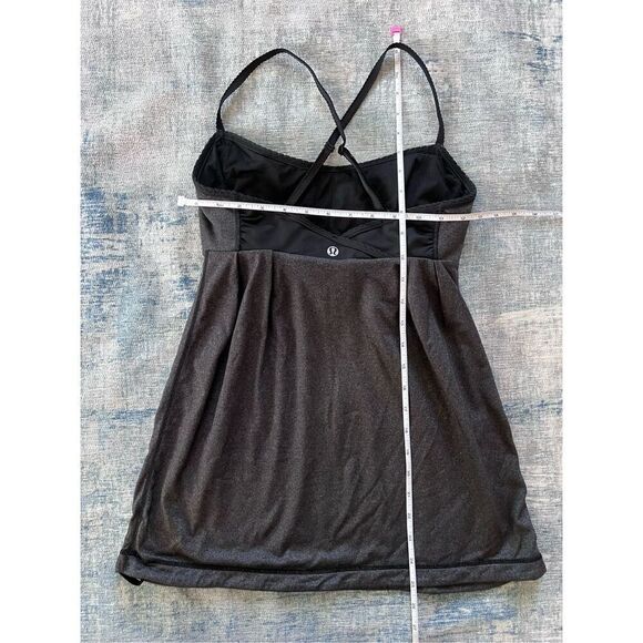 Lululemon Black Heathered Charcoal Gray Graceful Flow Tank Top Size 6 - Picture 4 of 7